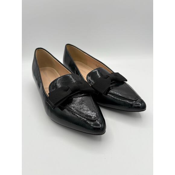 Adrienne Vittadini Pauletta Black Shiny Flat Pointed Toe Shoes Size 9 - Picture 1 of 7